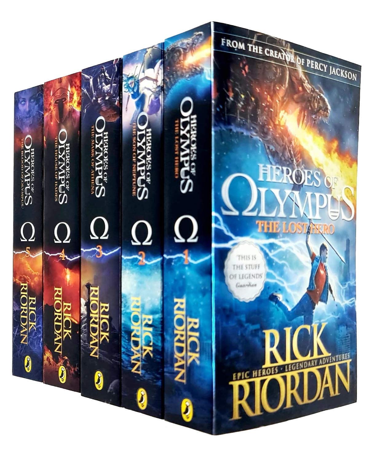 Heroes of Olympus 5 Books Collection Set by Rick Riordan - Paperback - The Lost Hero, The Son of Neptune, The Mark of Athena, The House of Hades, The Blood of Olympus
