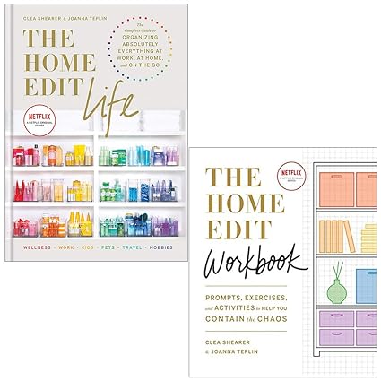 The Home Edit Life and The Home Edit Workbook by Clea Shearer and Joanna Teplin - 2 book paperback collection set front covers