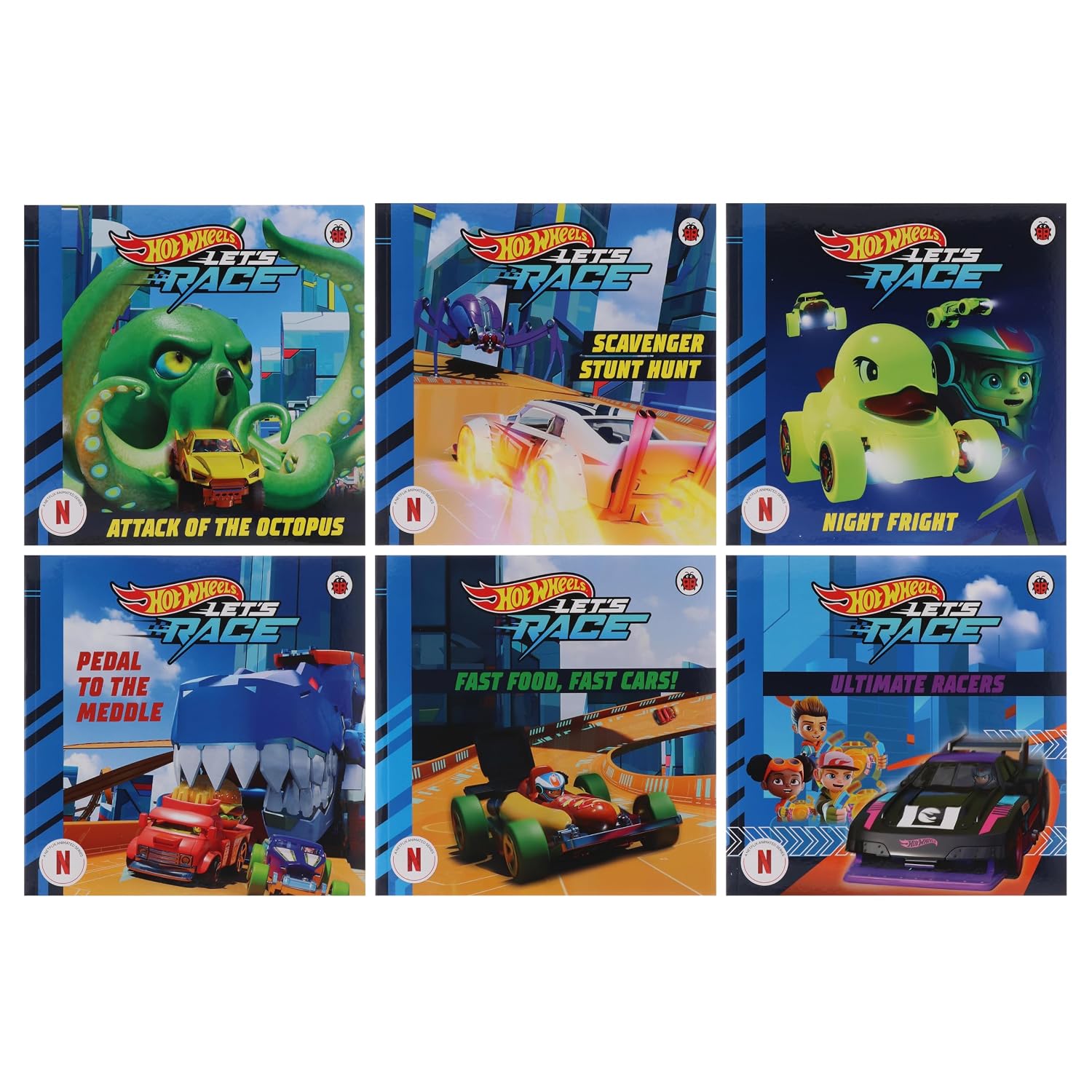 Hot Wheels: Let's Race 6 Picture Storybooks Collection Set paperback cover, ages 3-7