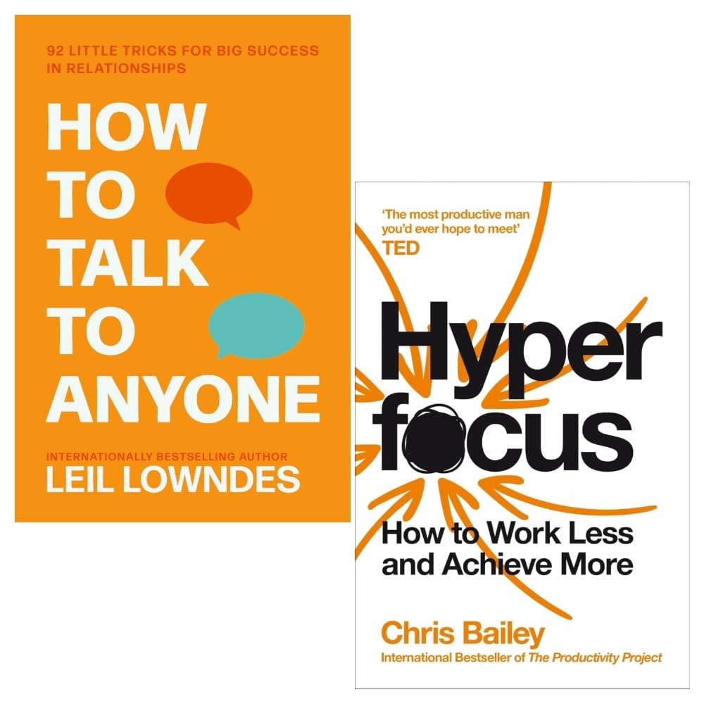 How To Talk To Anyone by Leil Lowndes and Hyperfocus by Chris Bailey - 2 Books Collection Set - Paperback front cover