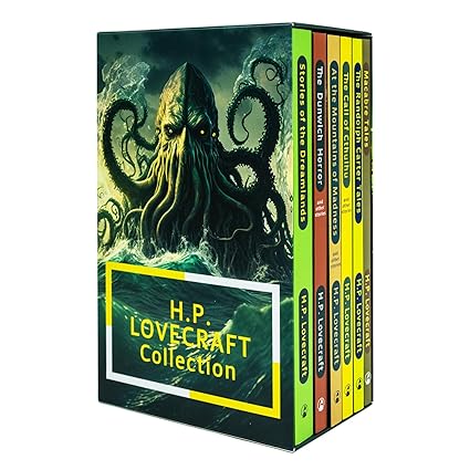 H. P Lovecraft 6 Books Collection Set paperback front cover - Macabre Stories, The Call of Cthulhu, At the Mountains of Madness and more classic horror fiction