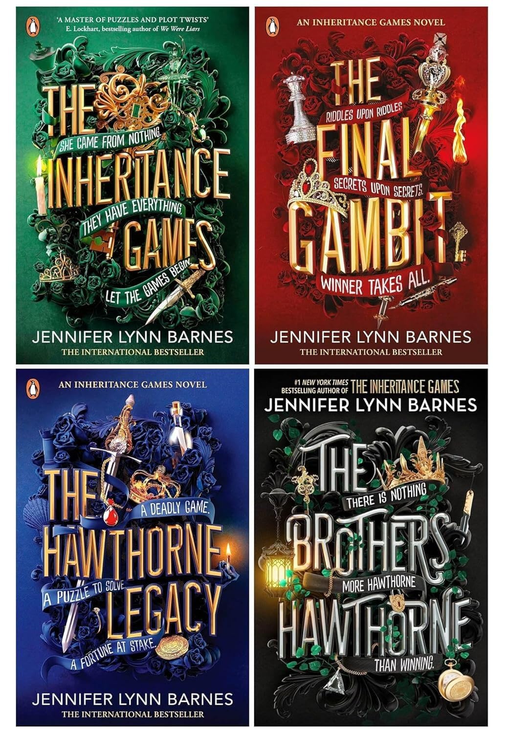 The Inheritance Games 4 Book Paperback Collection Set by Jennifer Lynn Barnes - Young Adult Mystery Series Ages 12+