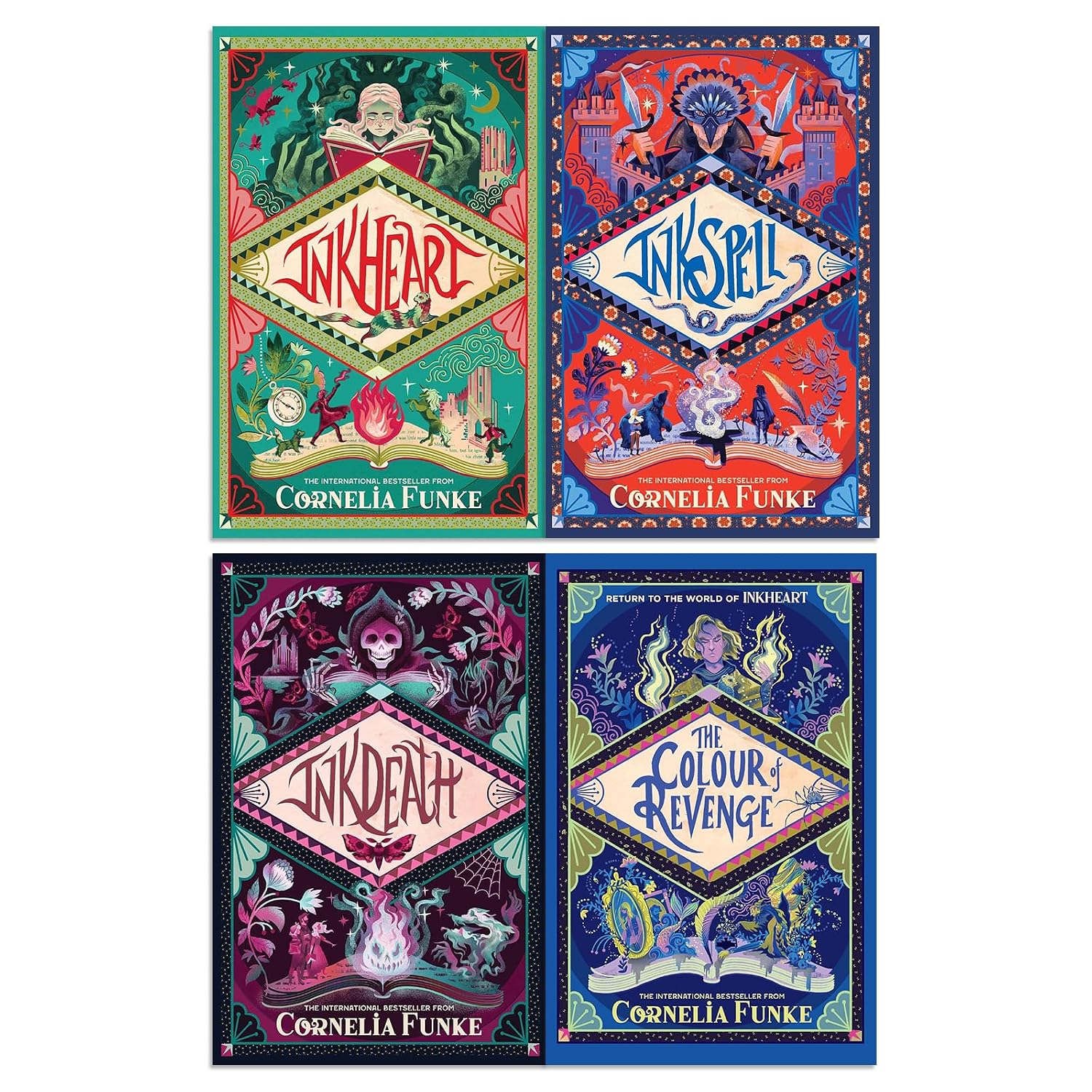 Inkworld Series 4 Books Collection Set by Cornelia Funke - Inkheart, Inkspell, Inkdeath and The Colour of Revenge - Paperback - Ages 9-12 fantasy adventure book set