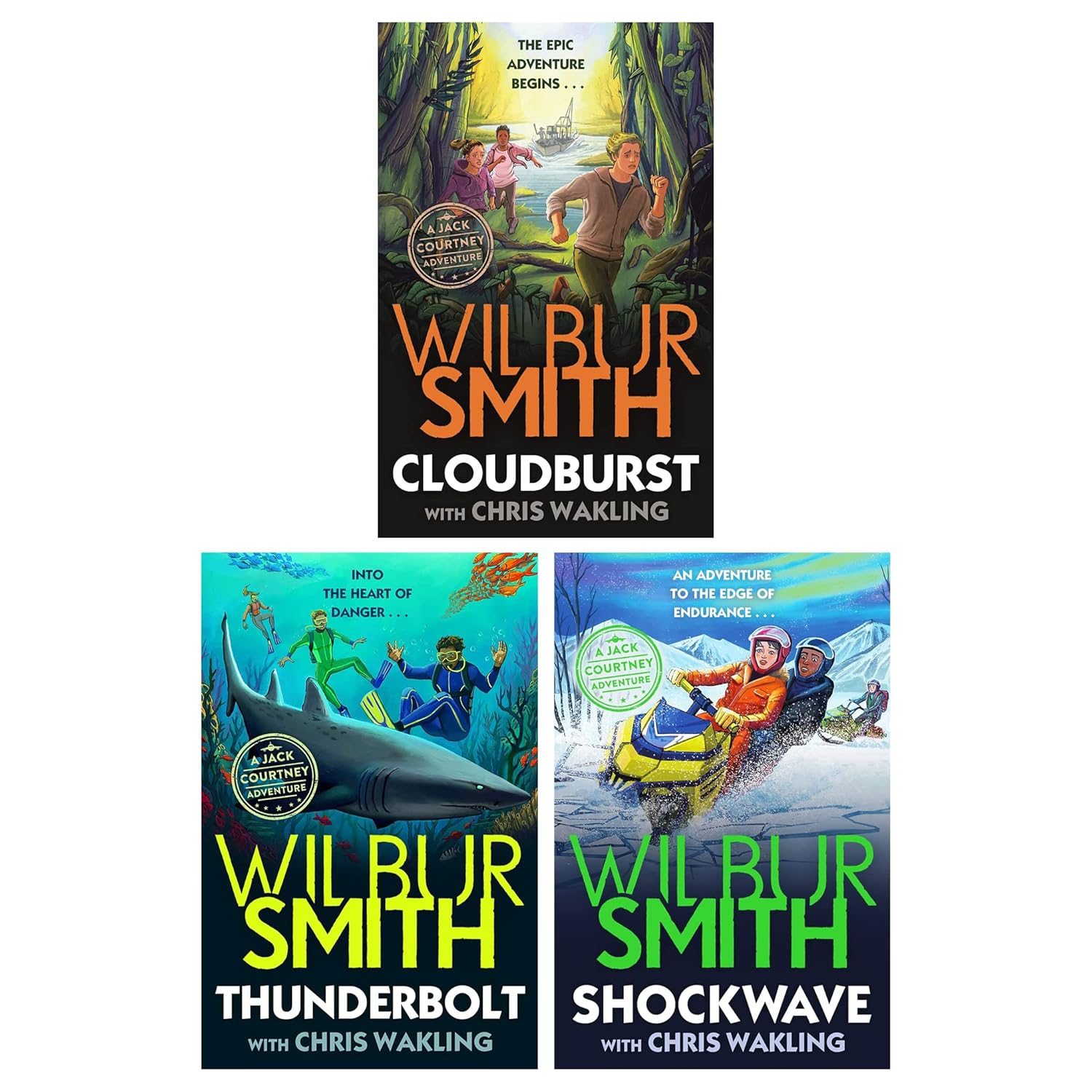 Jack Courtney Adventures 3 Books Collection Set by Wilbur Smith - Cloudburst, Thunderbolt, Shockwave - Paperback - Ages 9-12