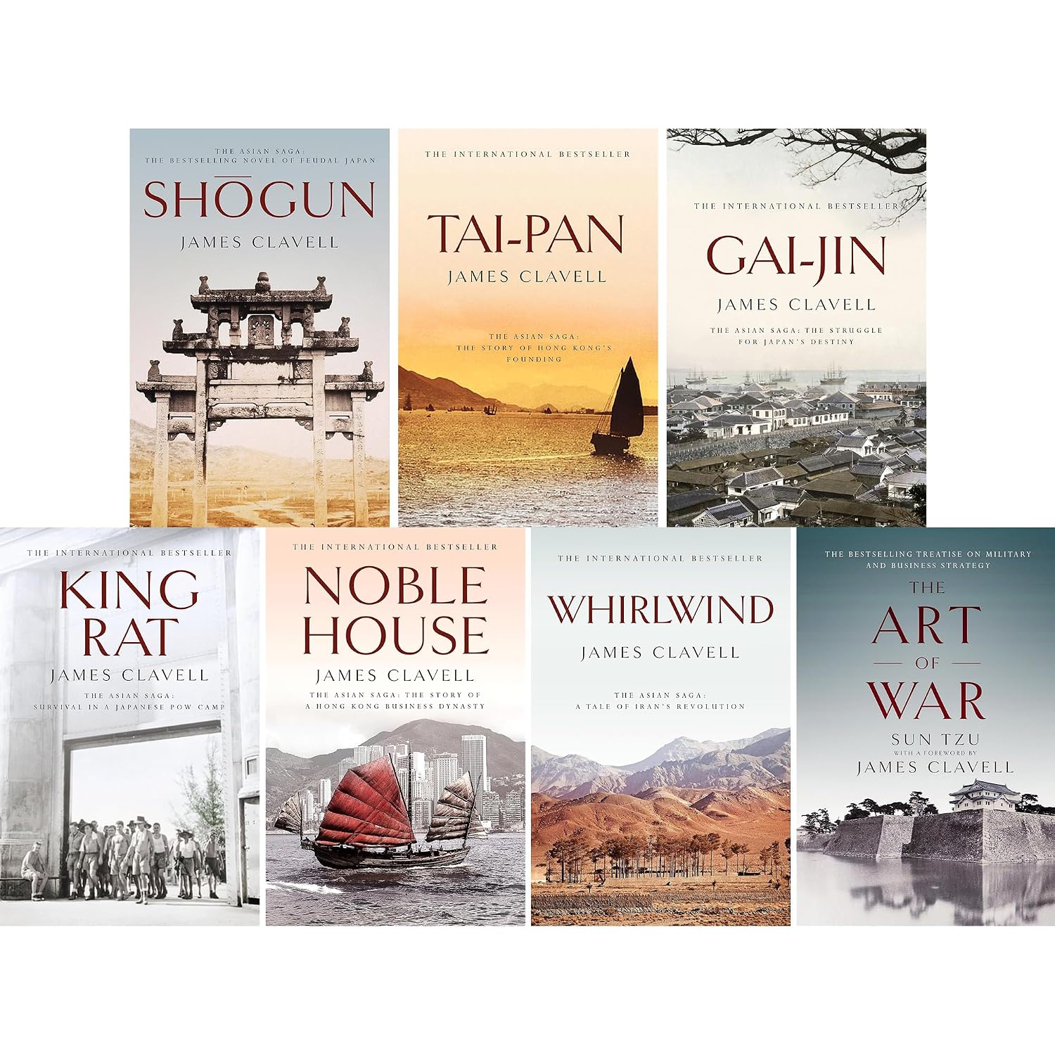 James Clavell Complete Asian Saga with The Art of War 7 Books Collection Set paperback cover