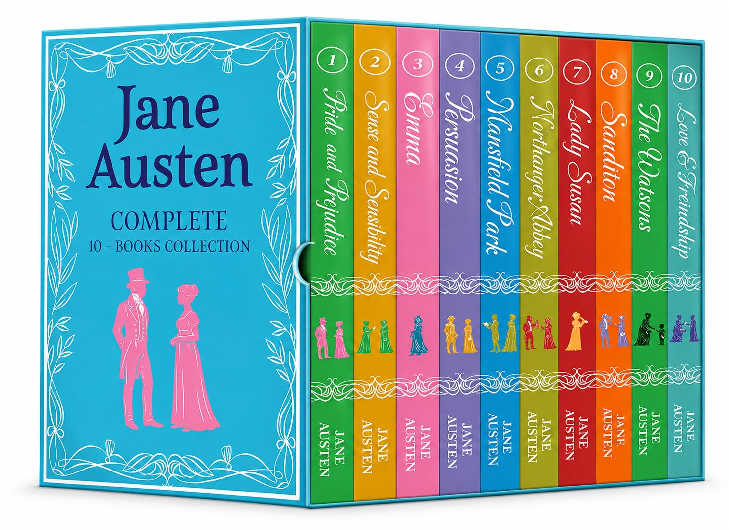 Jane Austen 10 Books Collection Set paperback cover including Pride and Prejudice, Sense and Sensibility and Emma