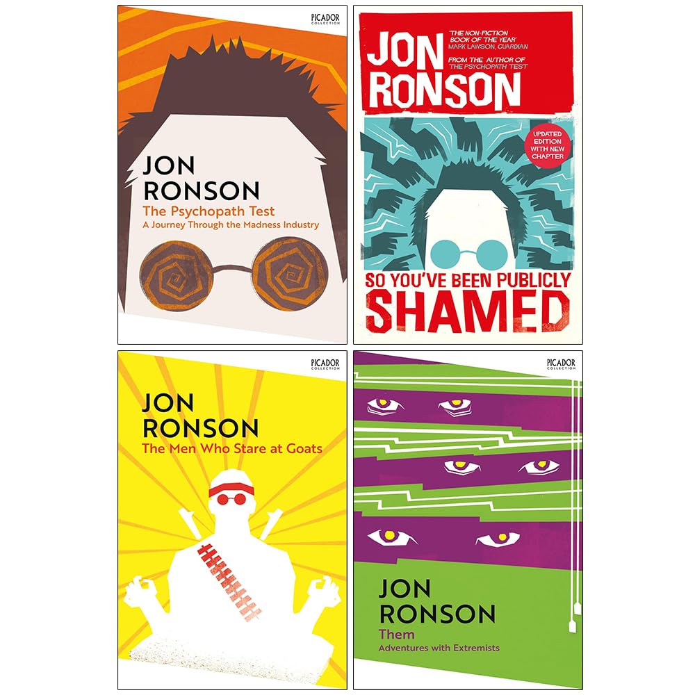 Jon Ronson 4 Books Collection Set paperback - The Psychopath Test, So You've Been Publicly Shamed, Them, The Men Who Stare at Goats