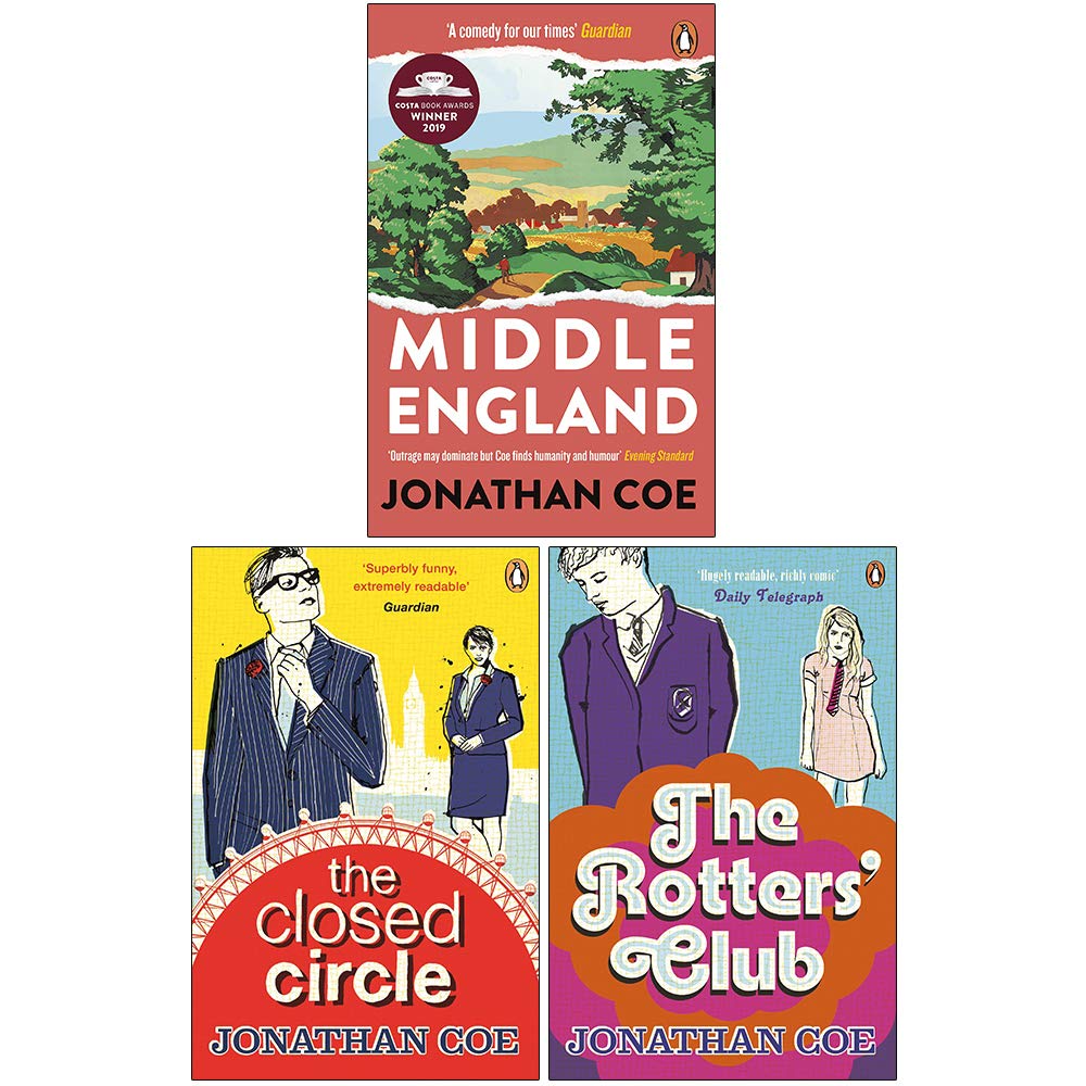 Jonathan Coe Collection 3 Books Set - Middle England, The Closed Circle, The Rotters' Club - paperback fiction trilogy