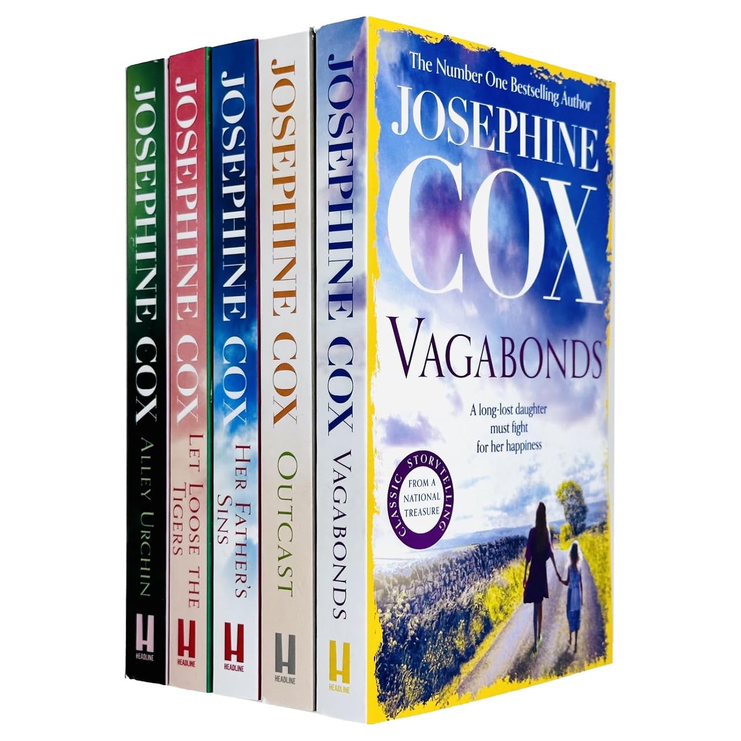 Josephine Cox Queenie and Emma Grady Sagas 5 Book Paperback Collection Set - Her Father's Sins, Let Loose the Tigers, Outcast, Alley Urchin, Vagabonds