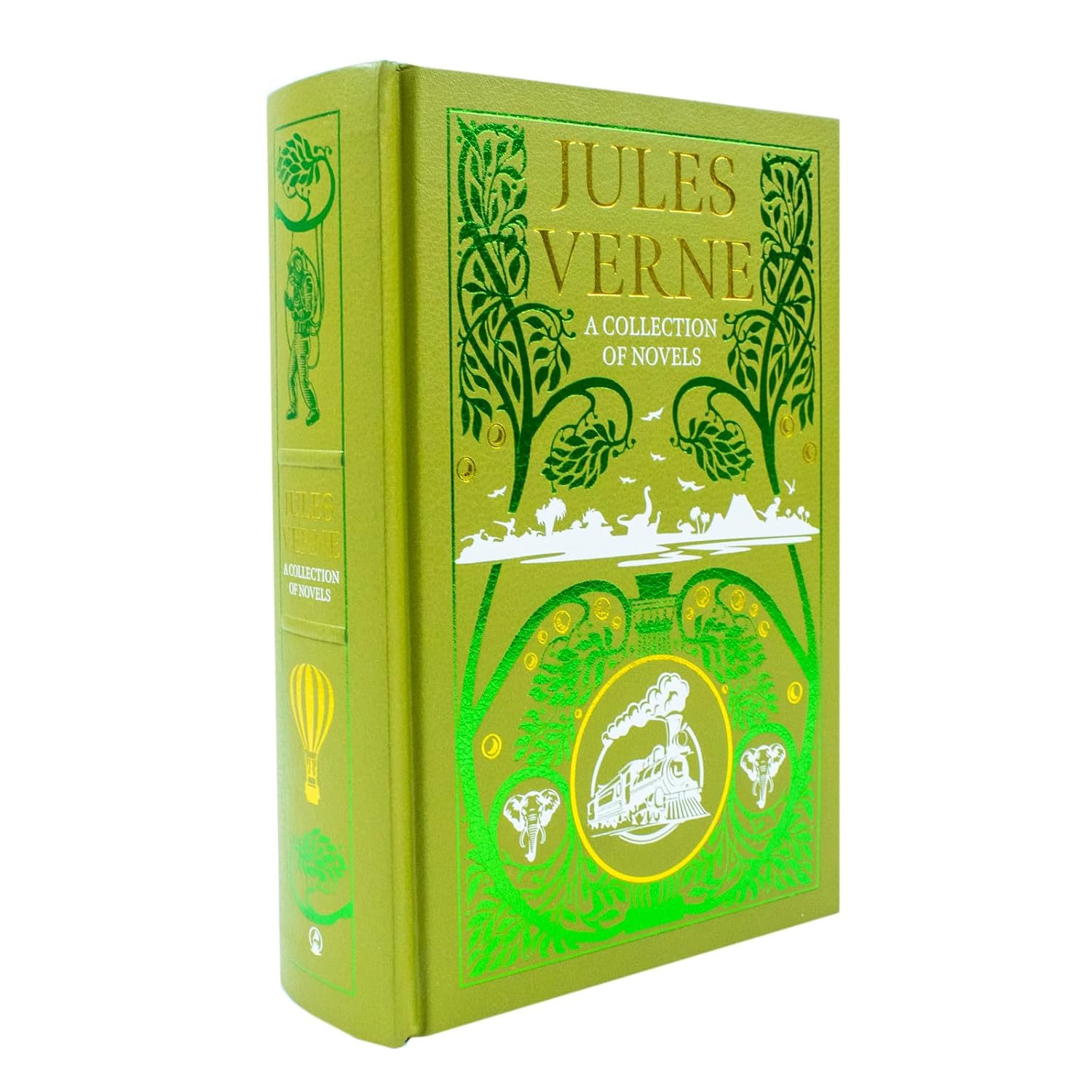 Jules Verne 4 Book Deluxe Leather Bound Collection - front cover with gilt-edged pages