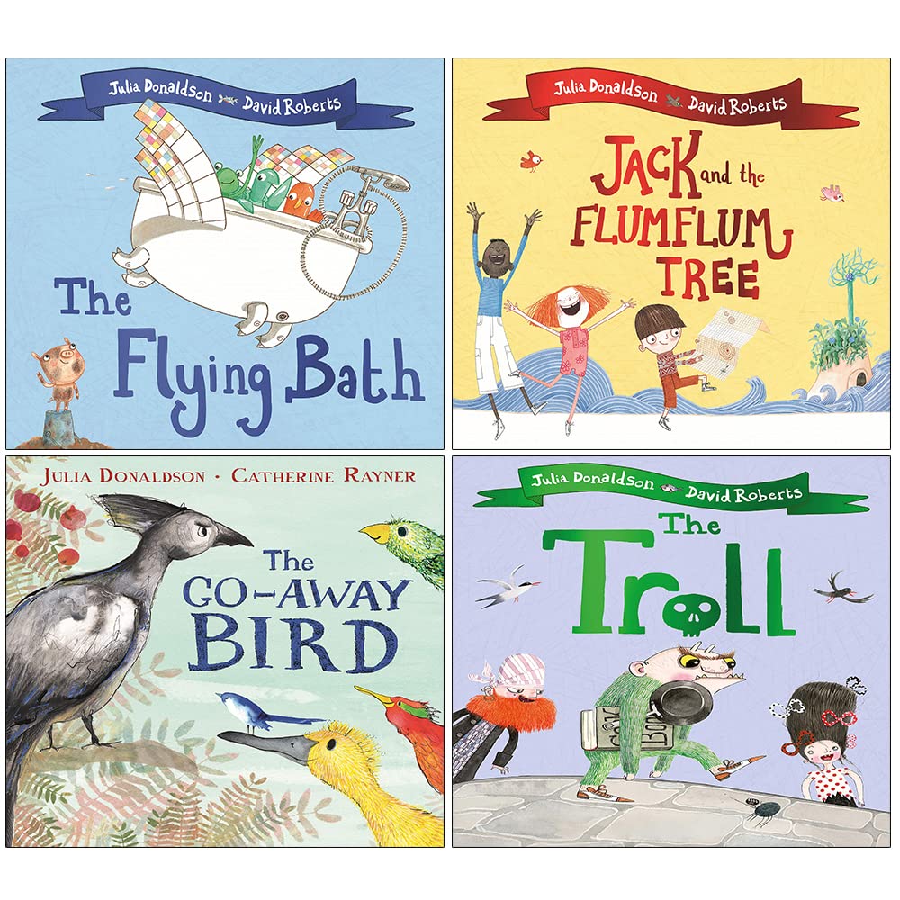 Julia Donaldson Collection 4 Books Set - The Flying Bath, Jack and the Flumflum Tree, The Go-Away Bird, The Troll - Paperback - Ages 3-6
