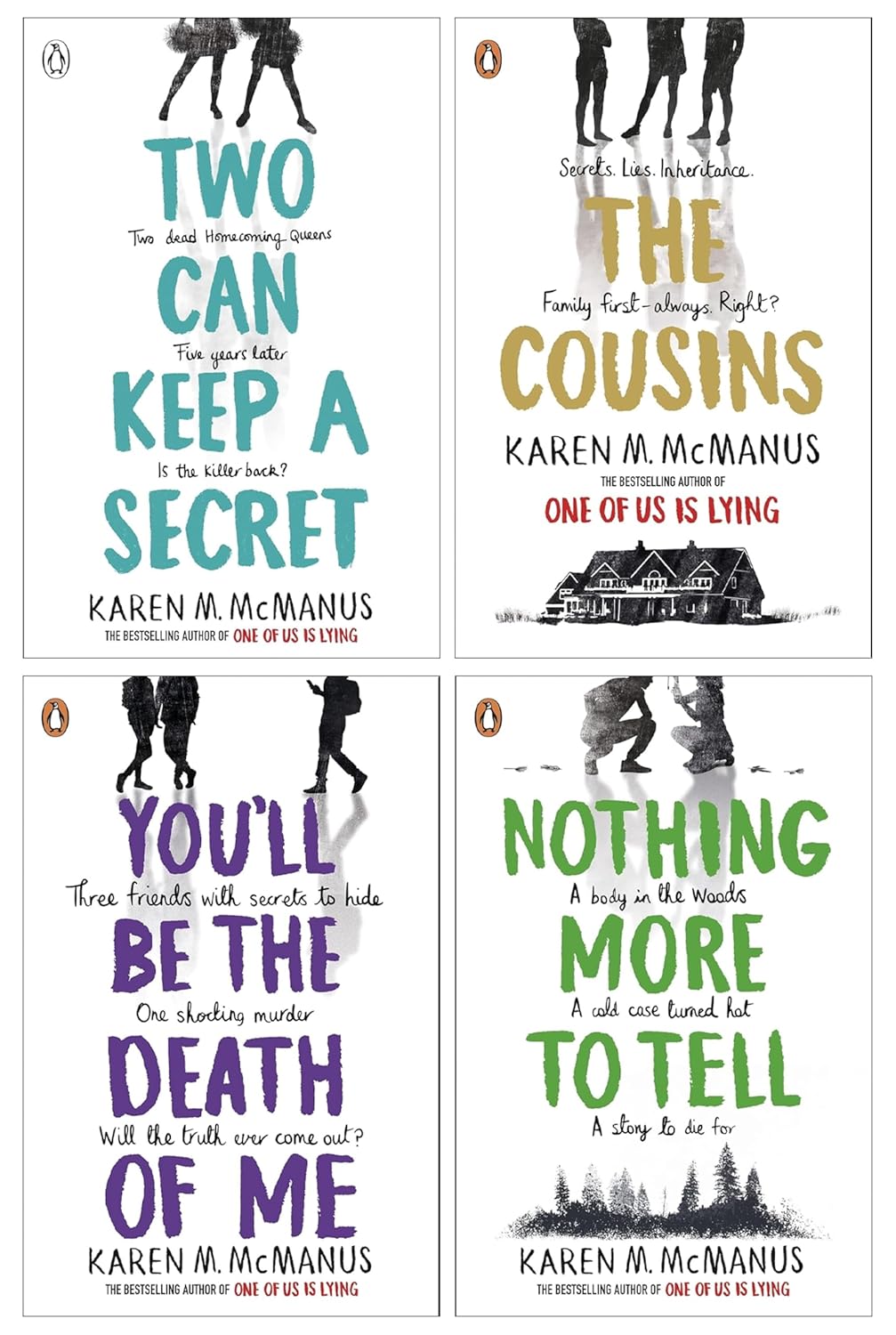 Karen M. McManus 4 Books Collection Set - Two Can Keep a Secret, The Cousins, You'll Be the Death of Me, Nothing More to Tell - YA Paperback