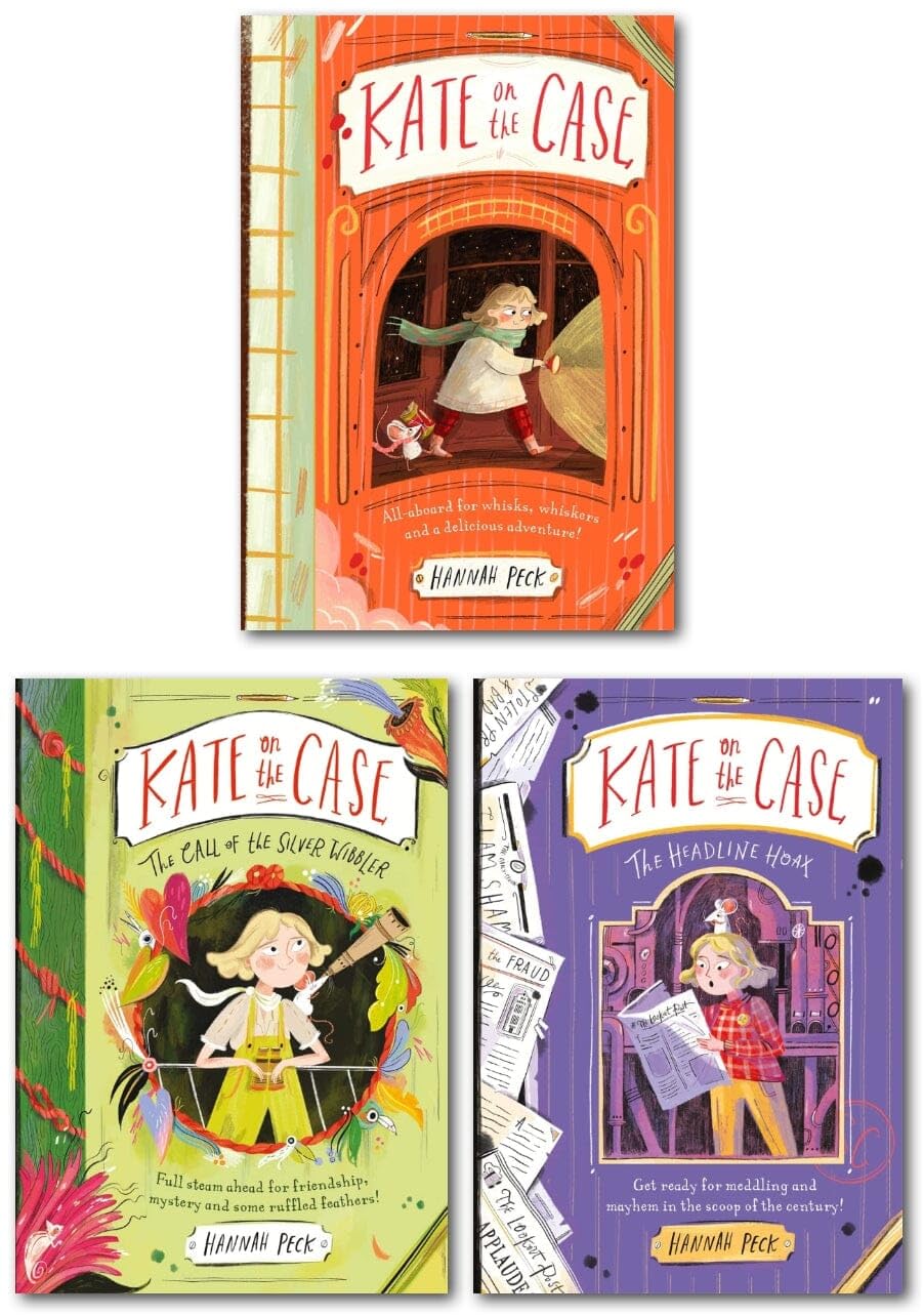 Kate On The Case series by Hannah Peck - 3 Books Collection Set paperback, ages 7-9, featuring Kate on the Case, The Call of the Silver Wibbler, and The Headline Hoax