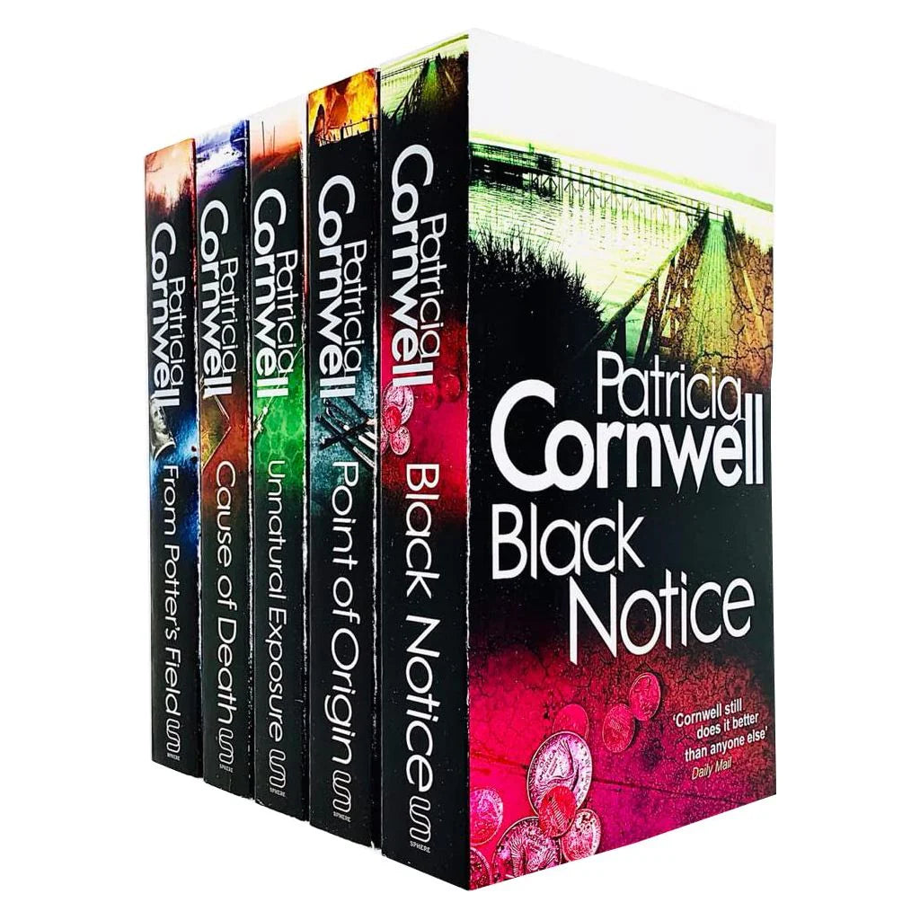 Kay Scarpetta Series 6-10 by Patricia Cornwell - 5 Books Paperback Collection Set featuring From Potter's Field, Cause Of Death, Unnatural Exposure, Point Of Origin and Black Notice
