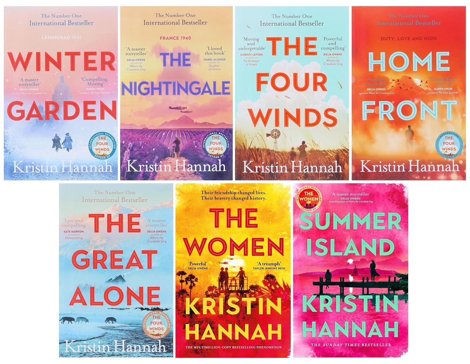Kristin Hannah 7 Books Collection Set paperback fiction box set including The Nightingale, The Four Winds and The Great Alone