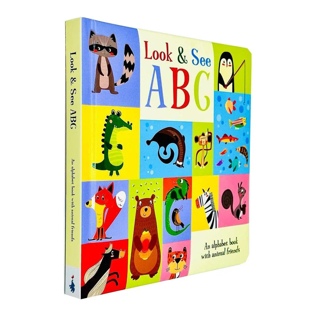 Look and See ABC by Amber Lily - Animal Friends alphabet board book cover, ages 0-3