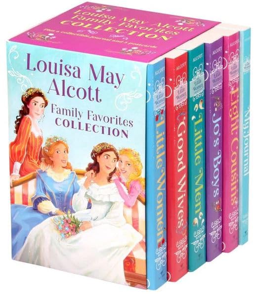 Louisa May Alcott Family Favorites 6 Book Collection Set paperback box - Little Women, Good Wives, Little Men, Jo's Boys, Eight Cousins and Journal, Ages 8-12