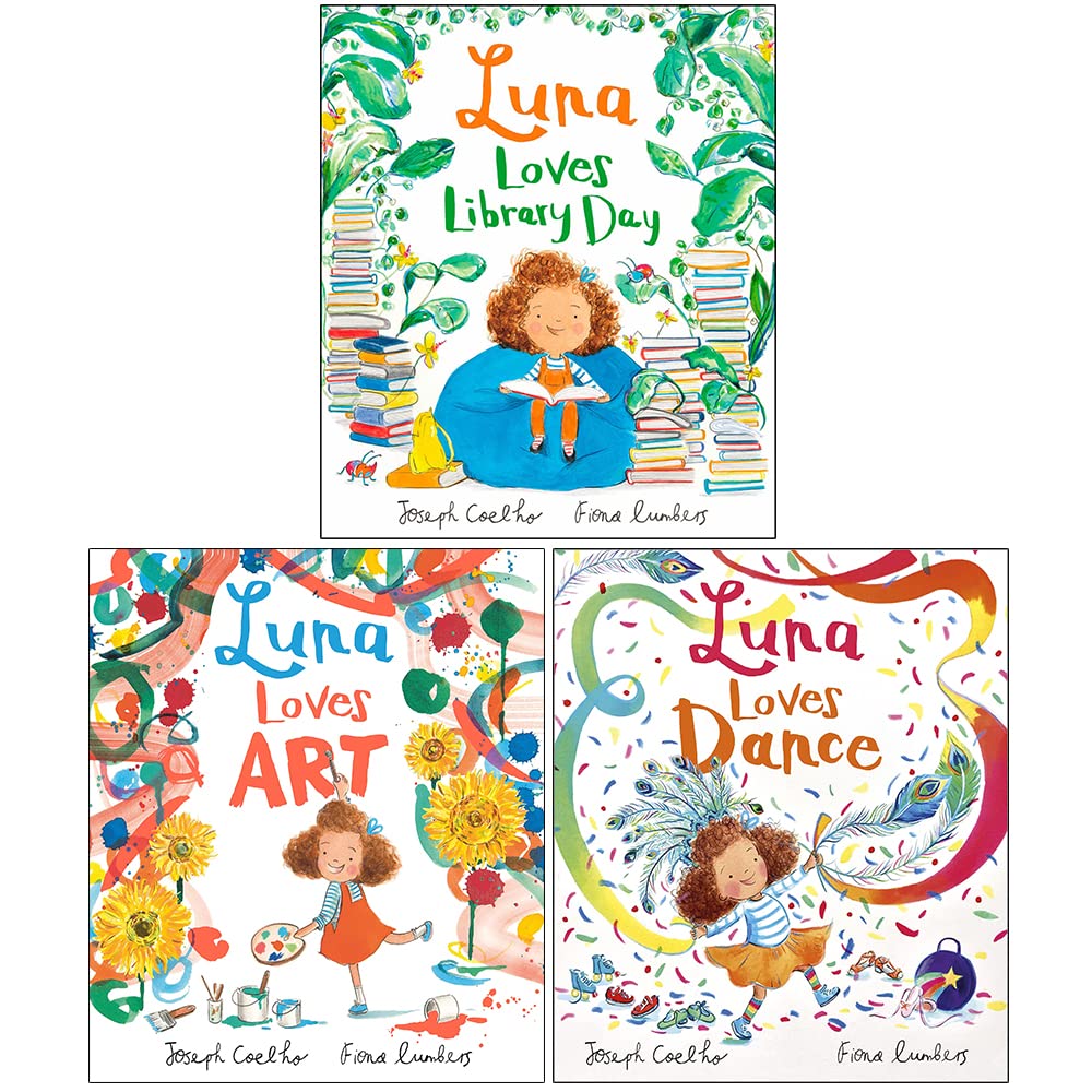 Luna Loves 3 Books Collection Set by Joseph Coelho - Library Day, Art & Dance paperback picture books for ages 5-7