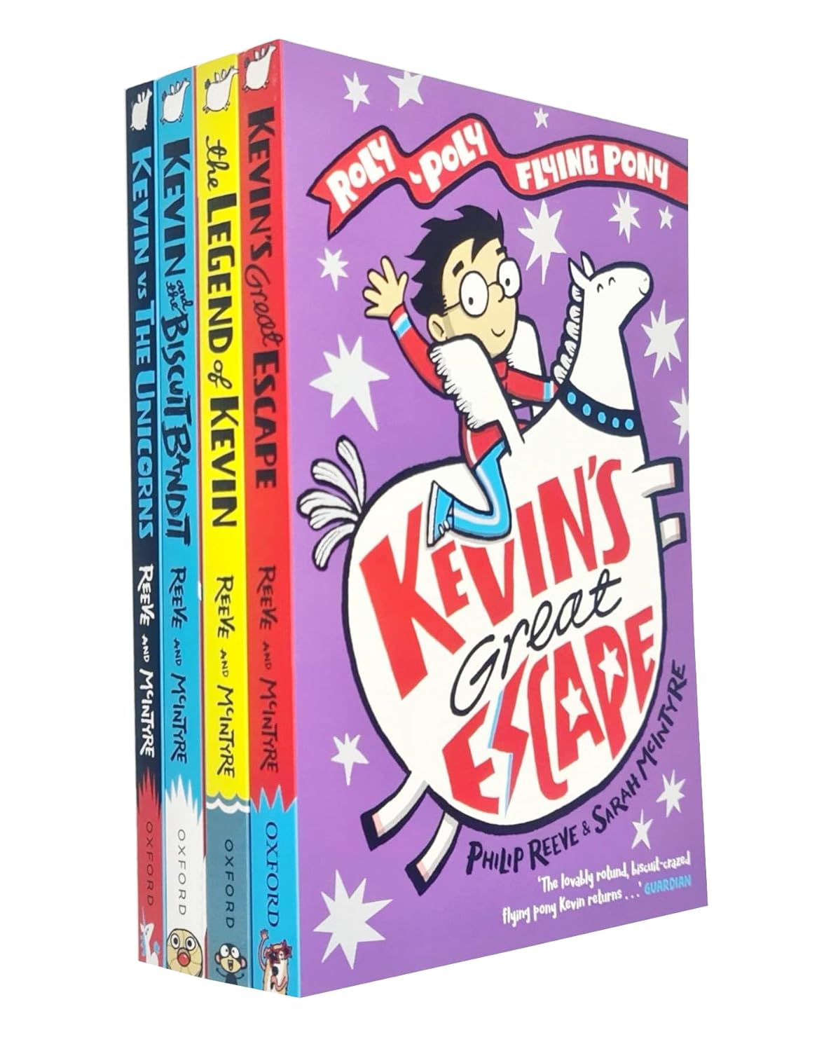 Max and Kevin A Roly-Poly Flying Pony Adventure 4 Books Collection Set by Philip Reeve - The Legend of Kevin, Kevin and the Biscuit Bandit, Kevin vs the Unicorns, Kevin's Great Escape - Paperback Ages 7-9