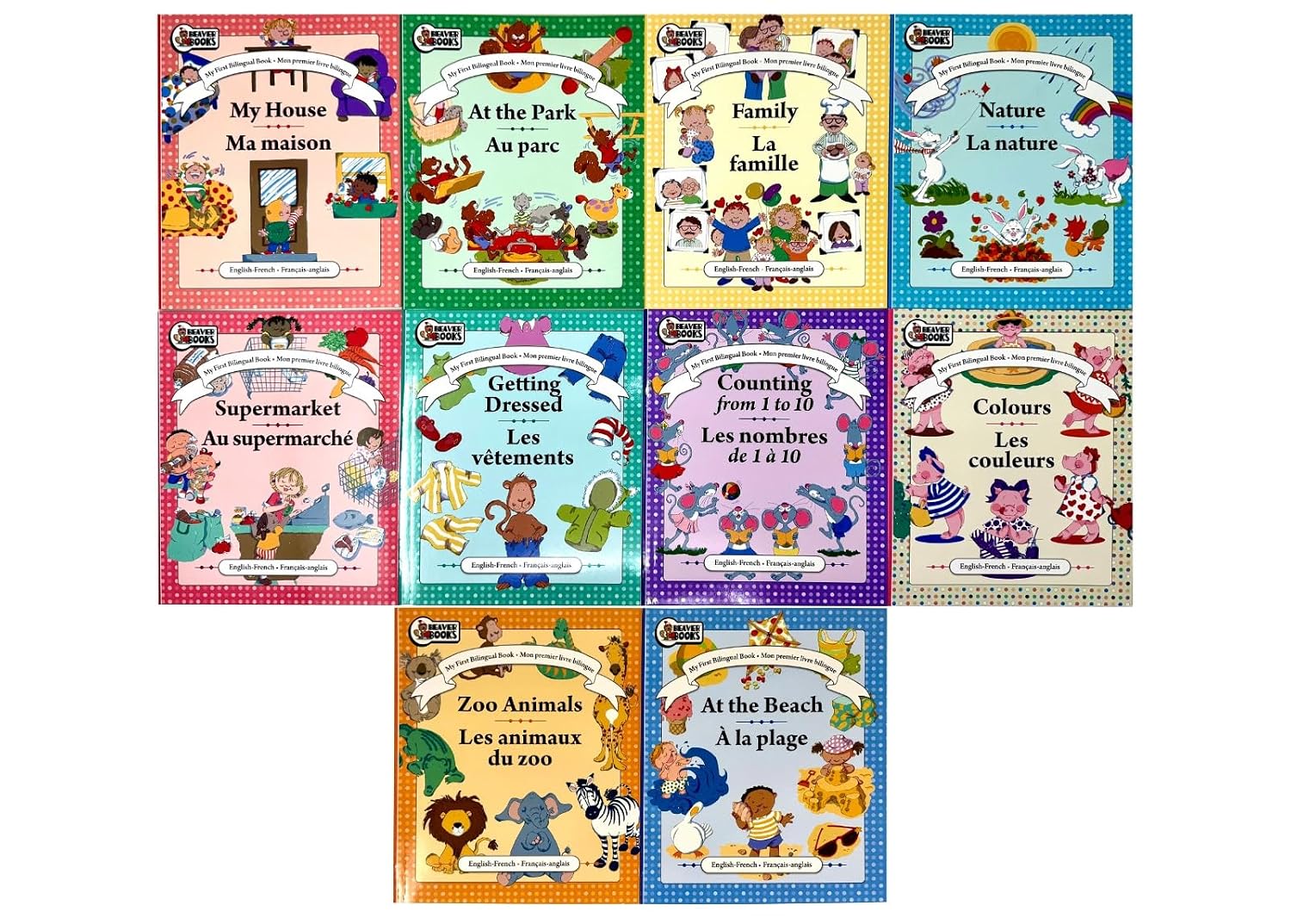 My First Words in English & French 10 Books Collection Set by Beaver Books - bilingual board books for ages 3-7, front cover