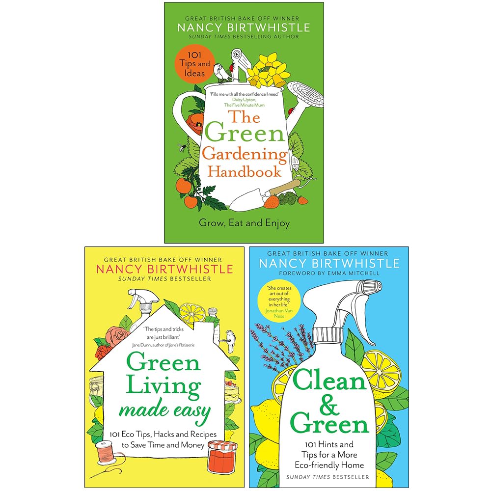 Nancy Birtwhistle 3 Books Collection Set cover - Clean & Green, The Green Gardening Handbook, Green Living Made Easy - Non Fiction