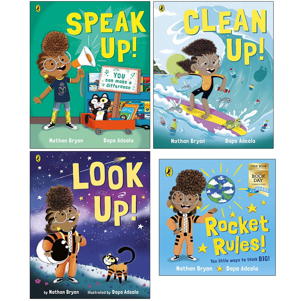 Nathan Bryon Collection 4 Books Set - Speak Up, Clean Up, Look Up, Rocket Rules paperback covers for ages 3-7