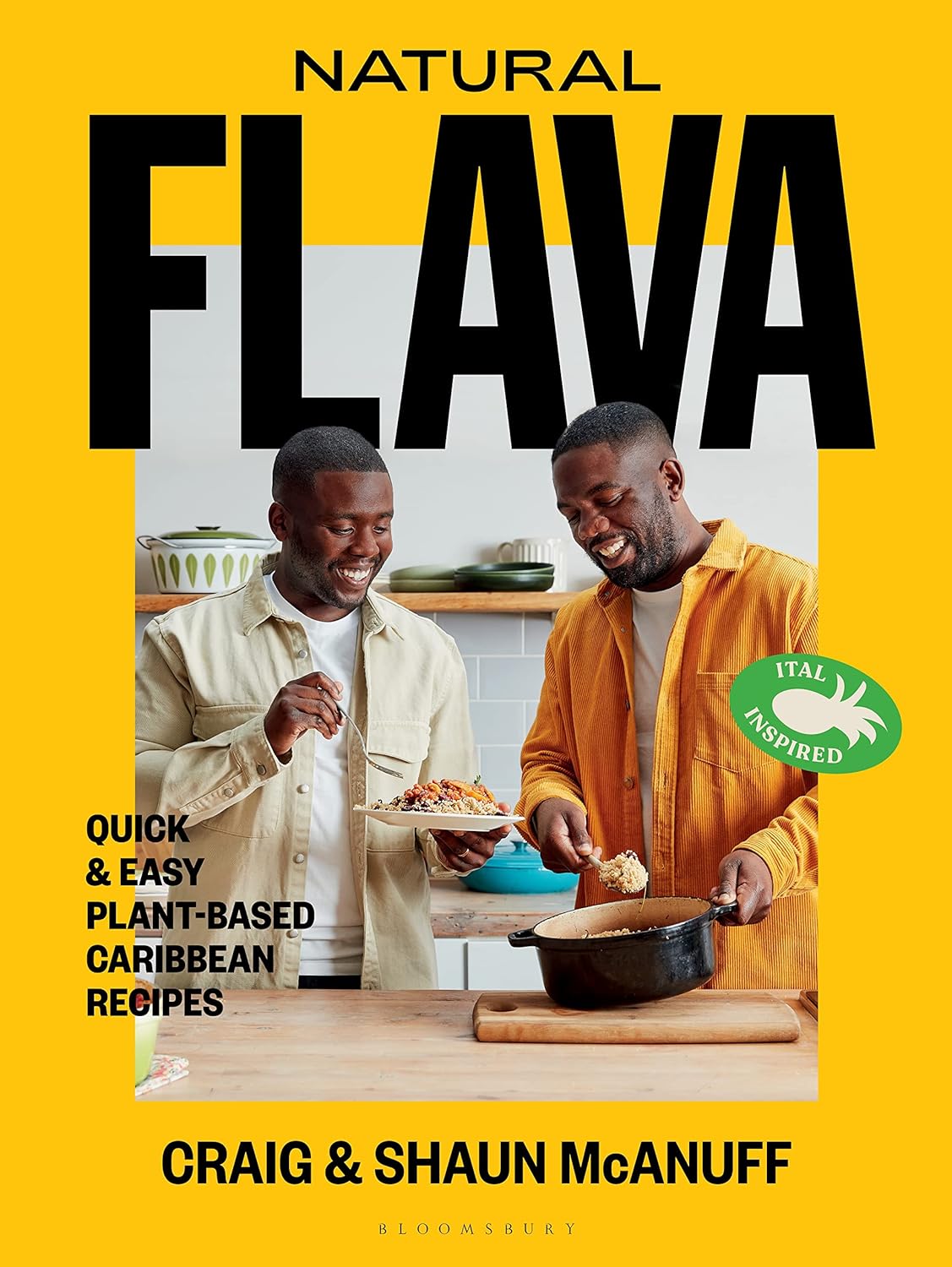 Natural Flava: Quick & Easy Plant-Based Caribbean Recipes by Craig and Shaun McAnuff - hardback vegan Caribbean cookbook front cover