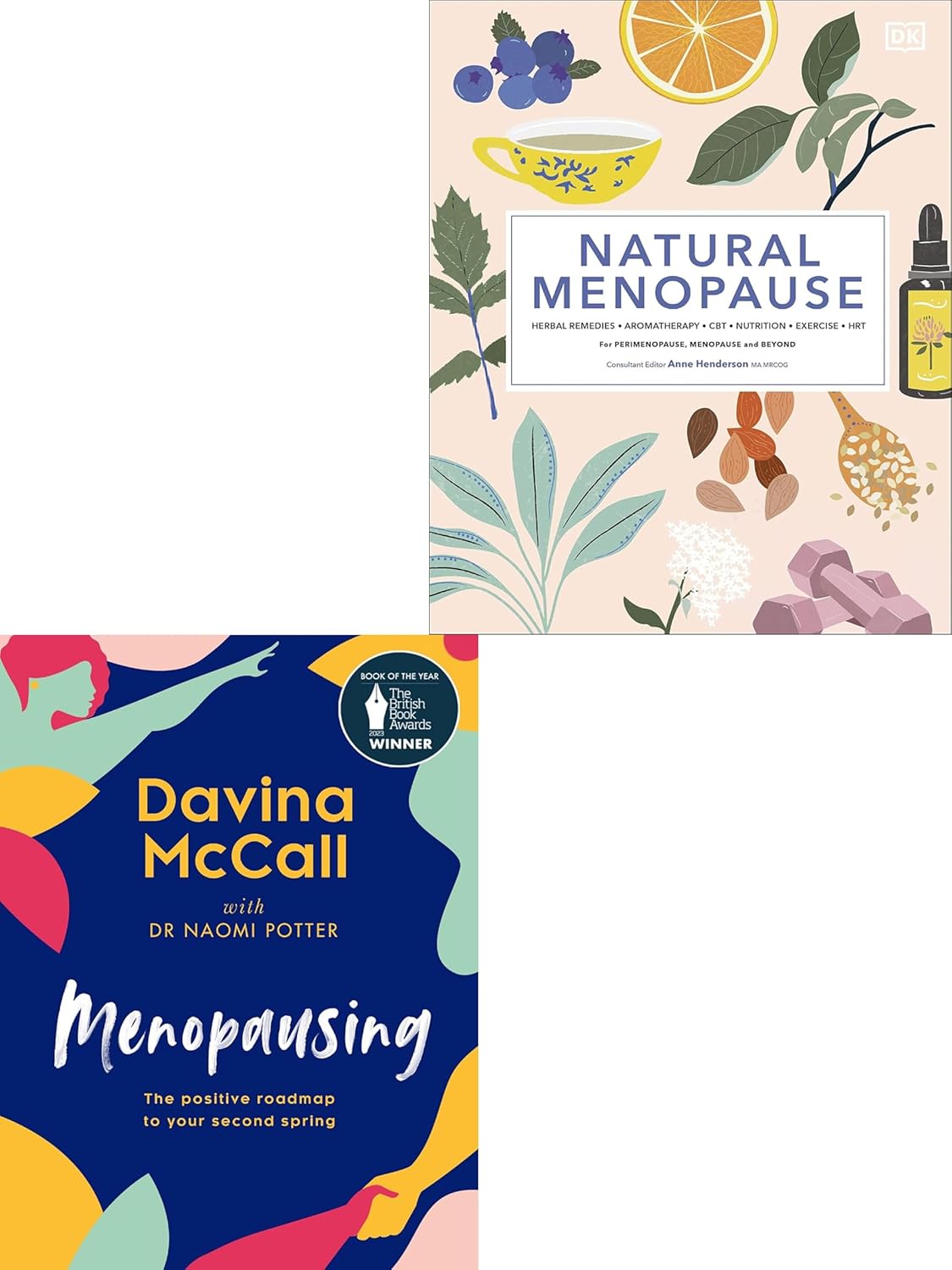 Natural Menopause and Menopausing 2 book collection set - DK guide by Anne Henderson and Davina McCall's bestseller, hardback and paperback women's health books
