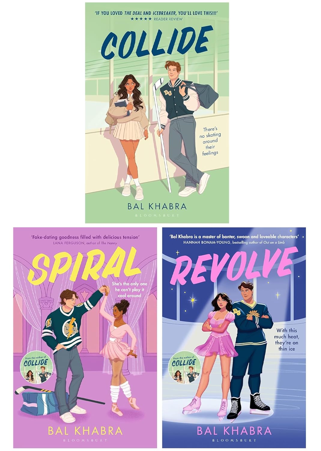 Off the Ice Series by Bal Khabra 3 Books Collection Set - Collide, Spiral & Revolve - Paperback Romance
