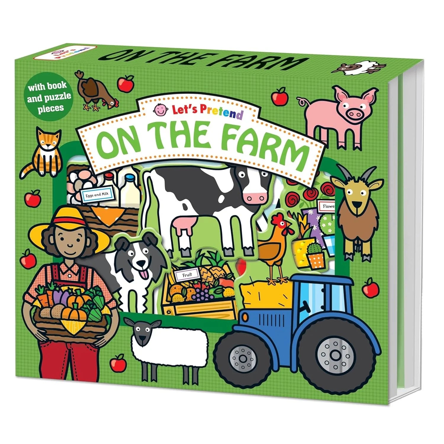 On The Farm by Roger Priddy - Priddy Books Let's Pretend puzzle board book for ages 3-5, front cover with storage case