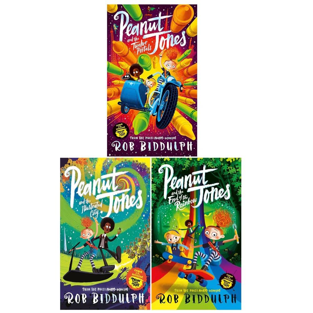 Peanut Jones 3 Books Collection Set by Rob Biddulph - Illustrated City, Twelve Portals, End of the Rainbow - Paperback - Ages 8-12