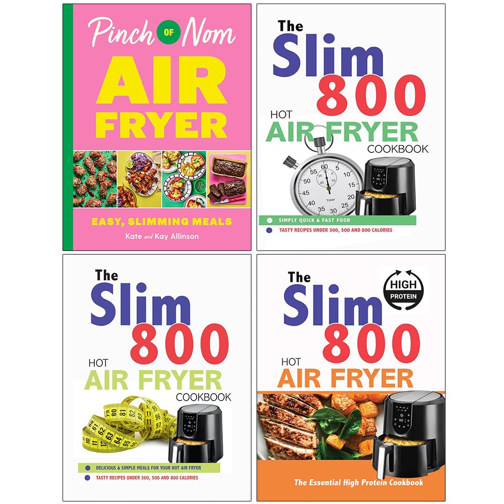 Pinch of Nom Air Fryer and The Slim 800 Hot Air Fryer 4 Books Collection Set - hardback and paperback cookbooks, front cover view