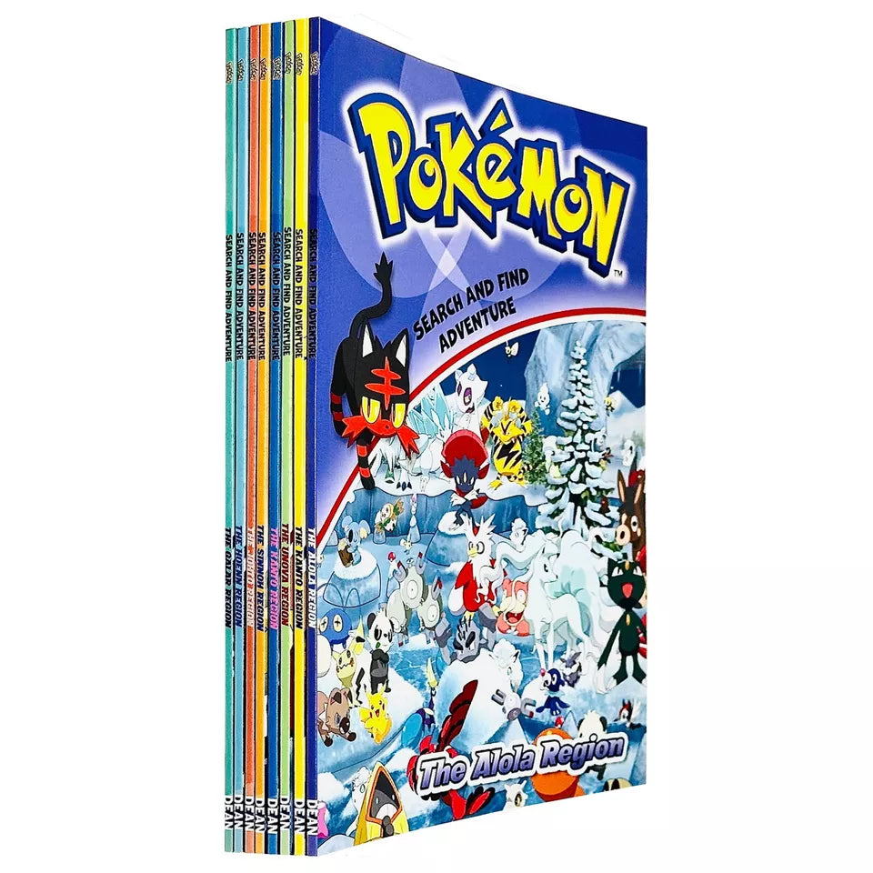 Pokémon Search and Find Adventure 8 Books Collection Set - Alola, Kanto and more regions - Paperback - Ages 5-7