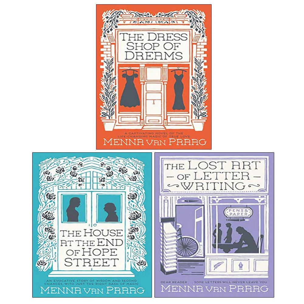 Praag Collection by Menna Van Praag - 3 Books Paperback Set featuring The Dress Shop of Dreams, The House at the End of Hope Street and The Lost Art of Letter Writing