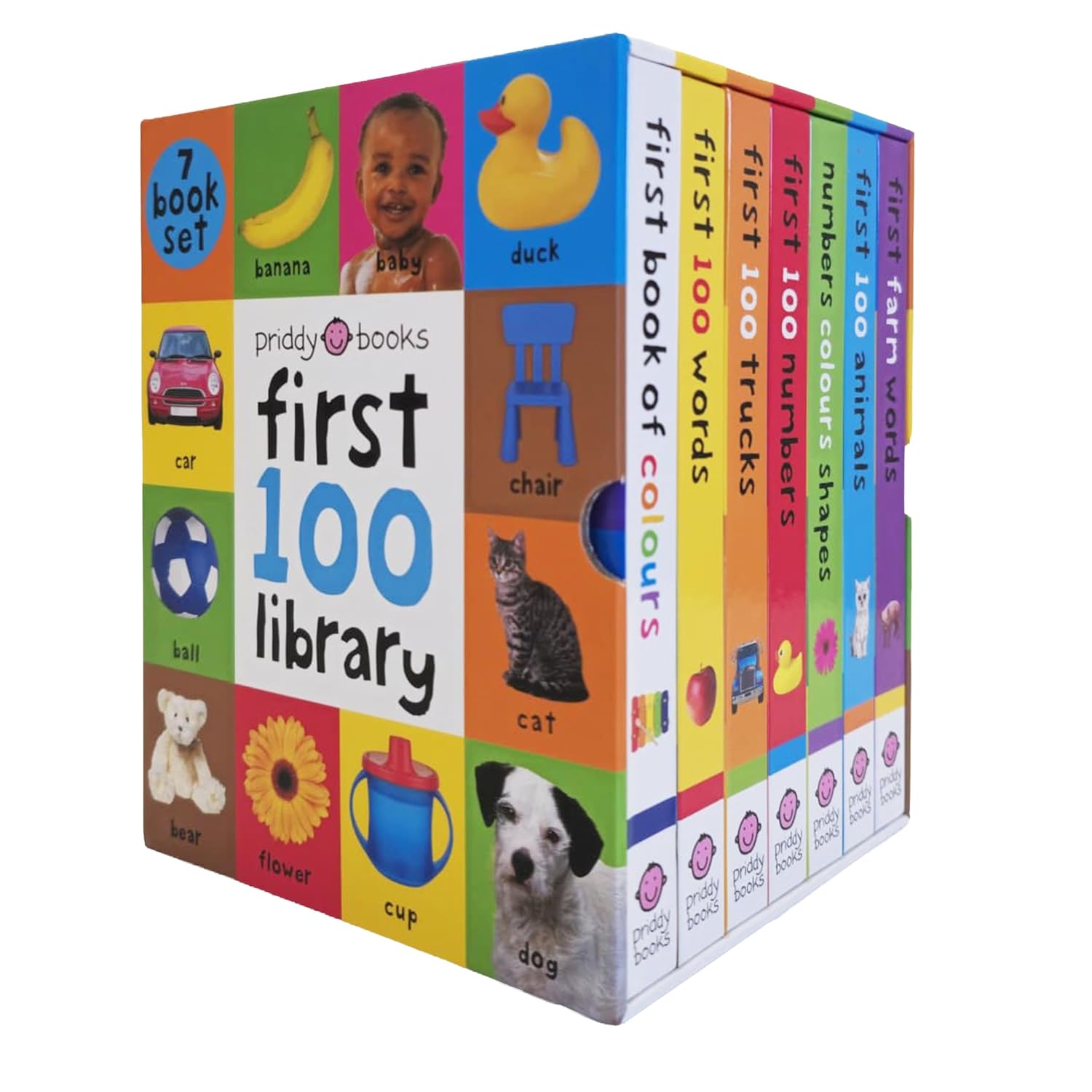 Priddy First 100 Library Collection 7 Books Box Set by Roger Priddy - padded board books for ages 0-5