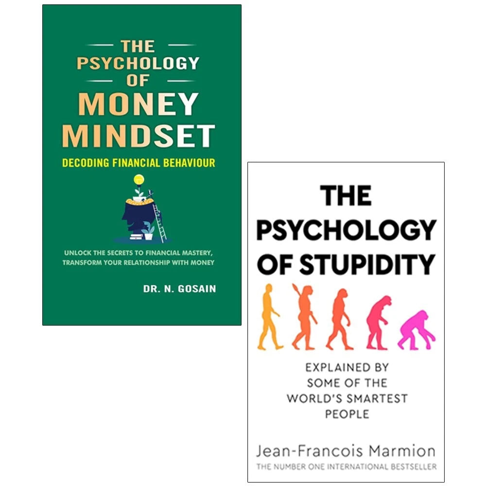 The Psychology of Stupidity and The Psychology of Money Mindset 2 books collection set, brand new paperback, front cover
