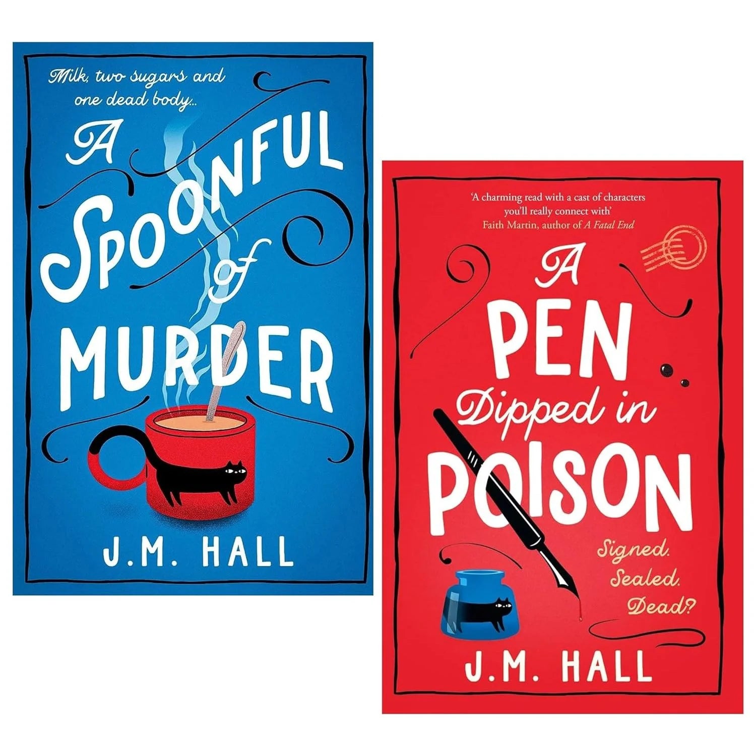 The Retired Teacher Mysteries 2 Books Collection Set by J.M. Hall - A Spoonful of Murder and A Pen Dipped in Poison - Paperback cosy crime fiction