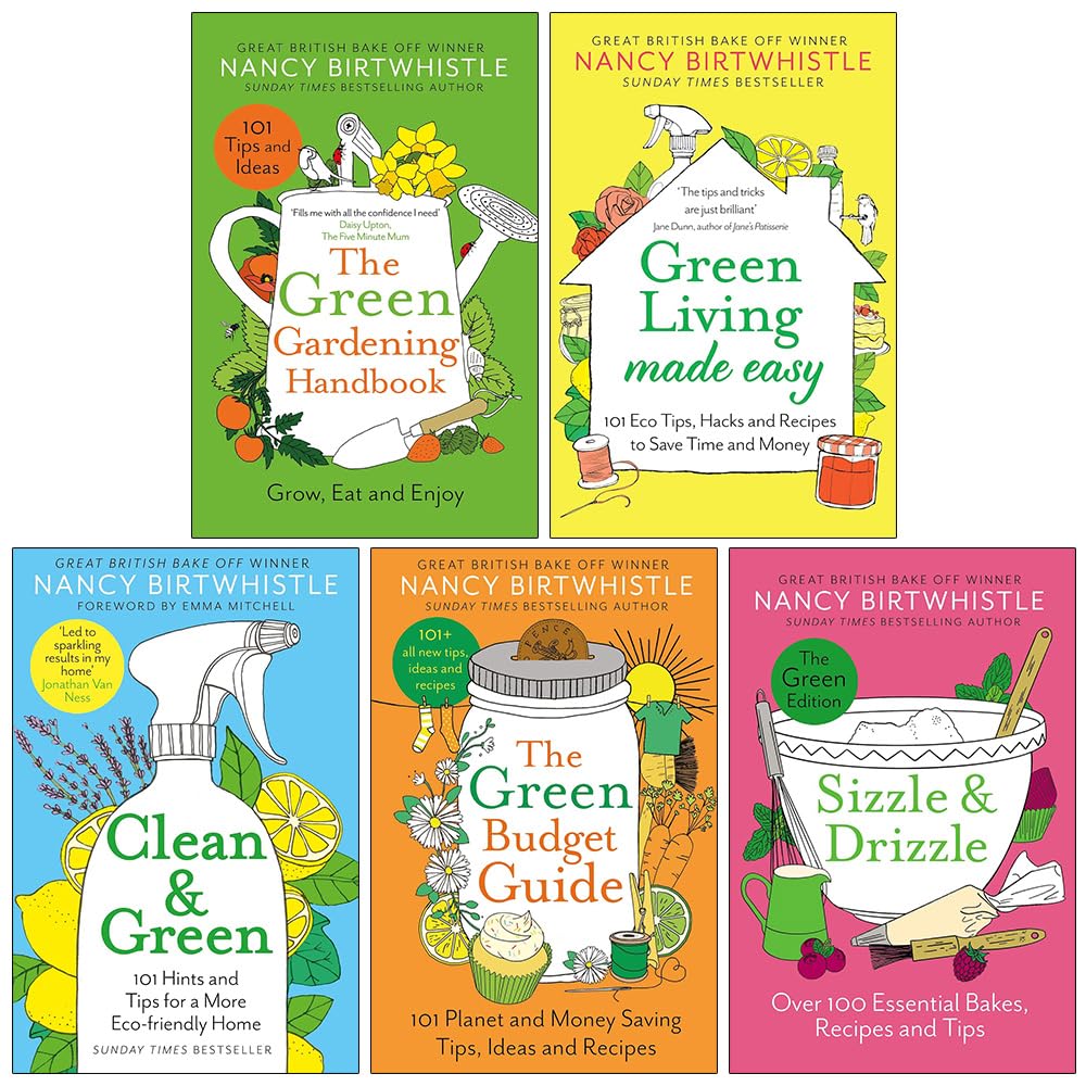 Nancy Birtwhistle Collection 5 Books Set (The Green Gardening Handbook, Green Living Made Easy, Clean & Green, The Green Budget Guide, Sizzle & Drizzle) - Lets Buy Books