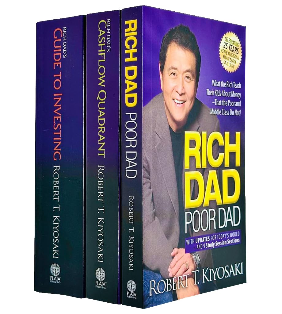 Rich Dad Series 3 Books Collection Set by Robert T. Kiyosaki - Paperback - Rich Dad Poor Dad, Cashflow Quadrant, Guide to Investing