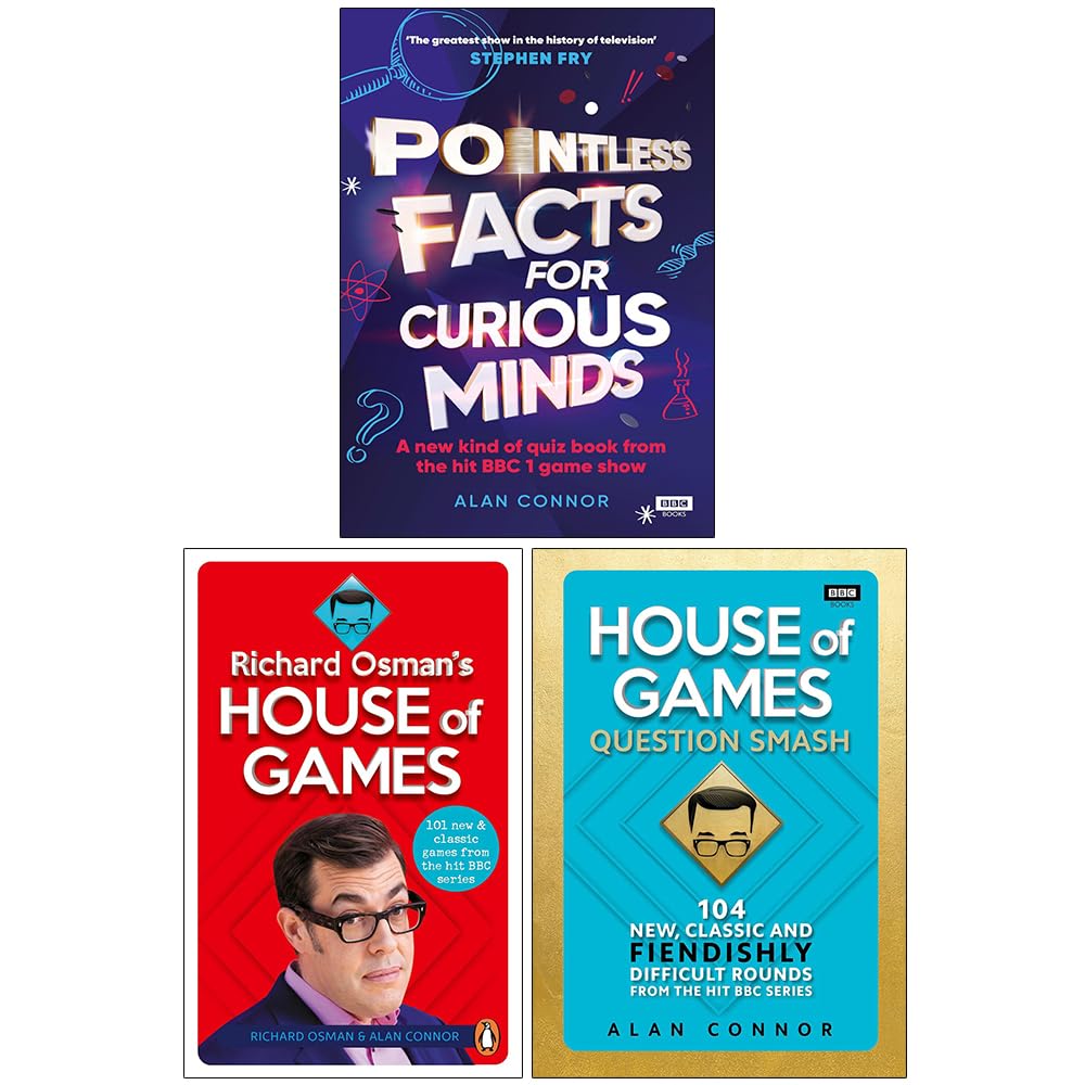 Richard Osman & Alan Connor 3 Books Collection Set front cover - Pointless Facts for Curious Minds, House of Games, Question Smash - Non Fiction Mixed Format