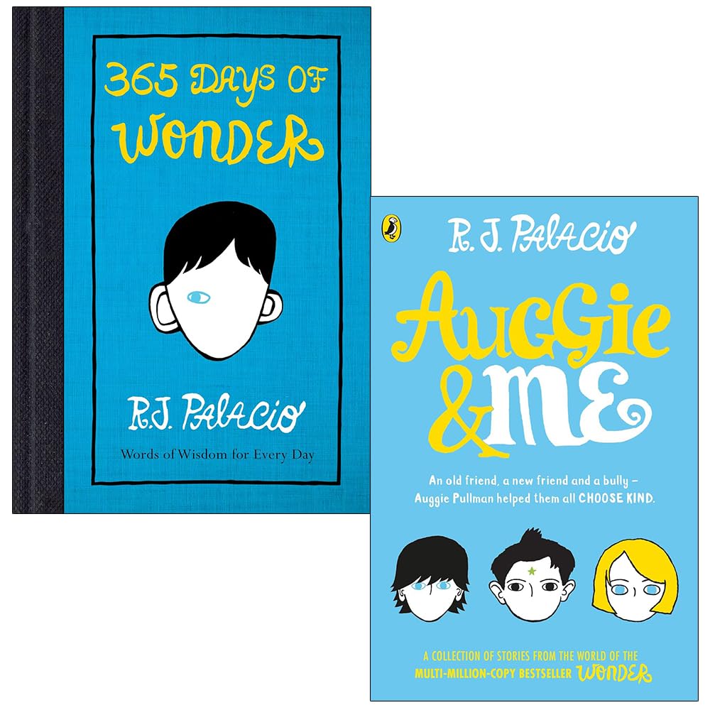 R. J. Palacio 2 Book Set - 365 Days of Wonder and Auggie & Me paperback front cover, ages 9-12