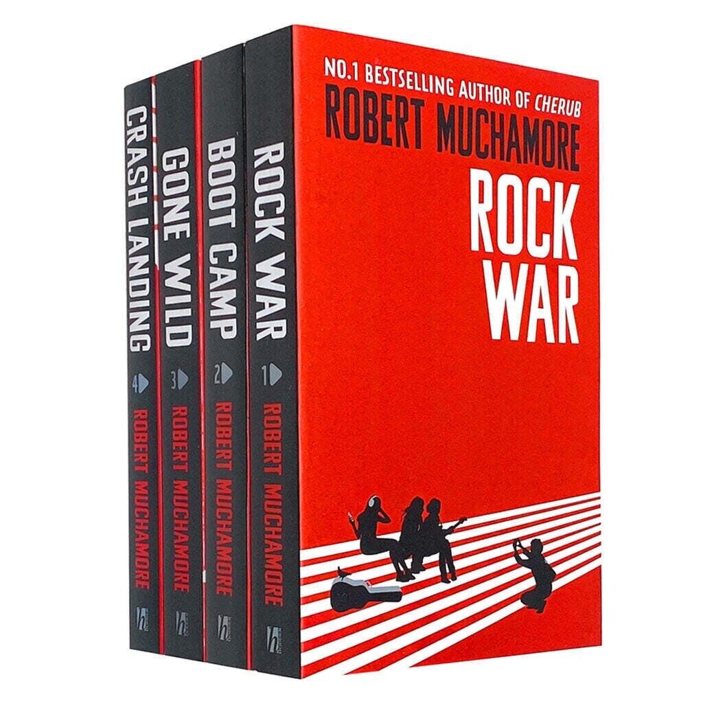 Rock War Series by Robert Muchamore 4 Books Collection Set paperback - Rock War, Boot Camp, Gone Wild, Crash Landing - Ages 9-12