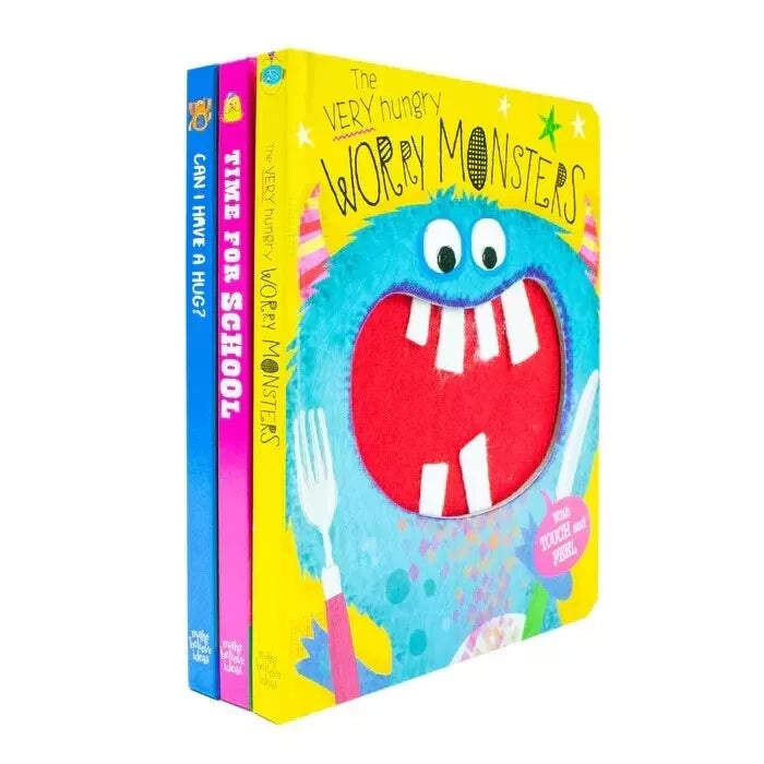 Touch and Feel Very Hungry Worry Monsters 3 Books Collection Box(Very Hungry Worry Monsters, Can I have a Hug? & Time for School) - Lets Buy Books
