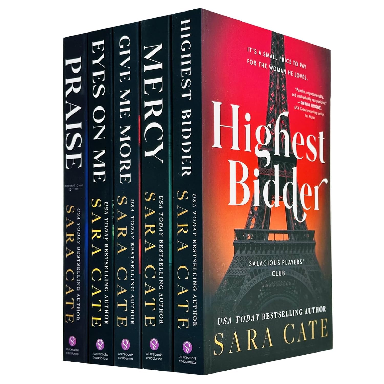 Salacious Players Club 5 Books Collection Set by Sara Cate - Praise, Eyes on Me, Give Me More, Mercy, Highest Bidder - Adult Romance Paperback