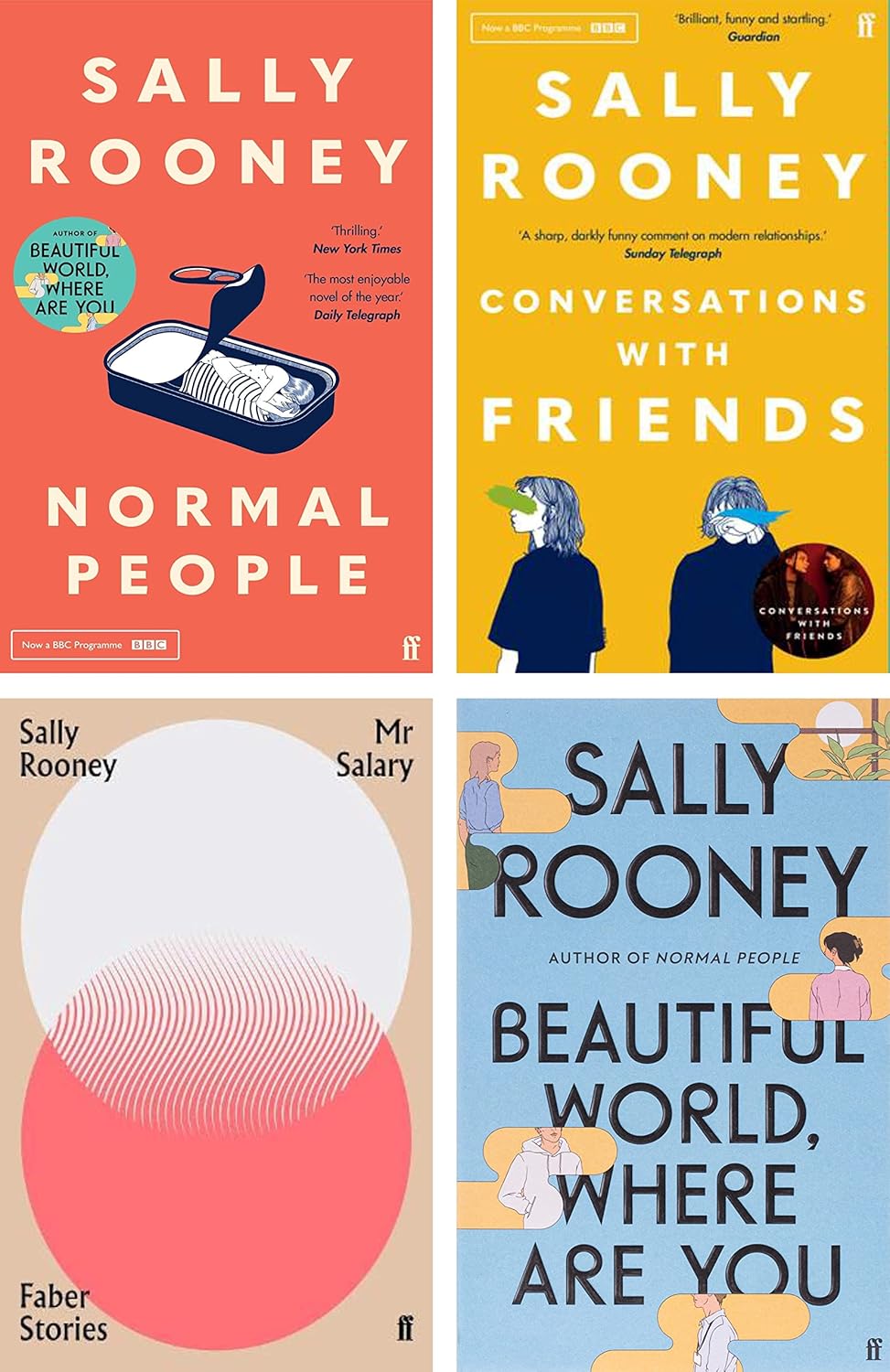 Sally Rooney Collection 4 Books Set - Beautiful World Where Are You, Normal People, Conversations with Friends, Mr Salary - Mixed Format
