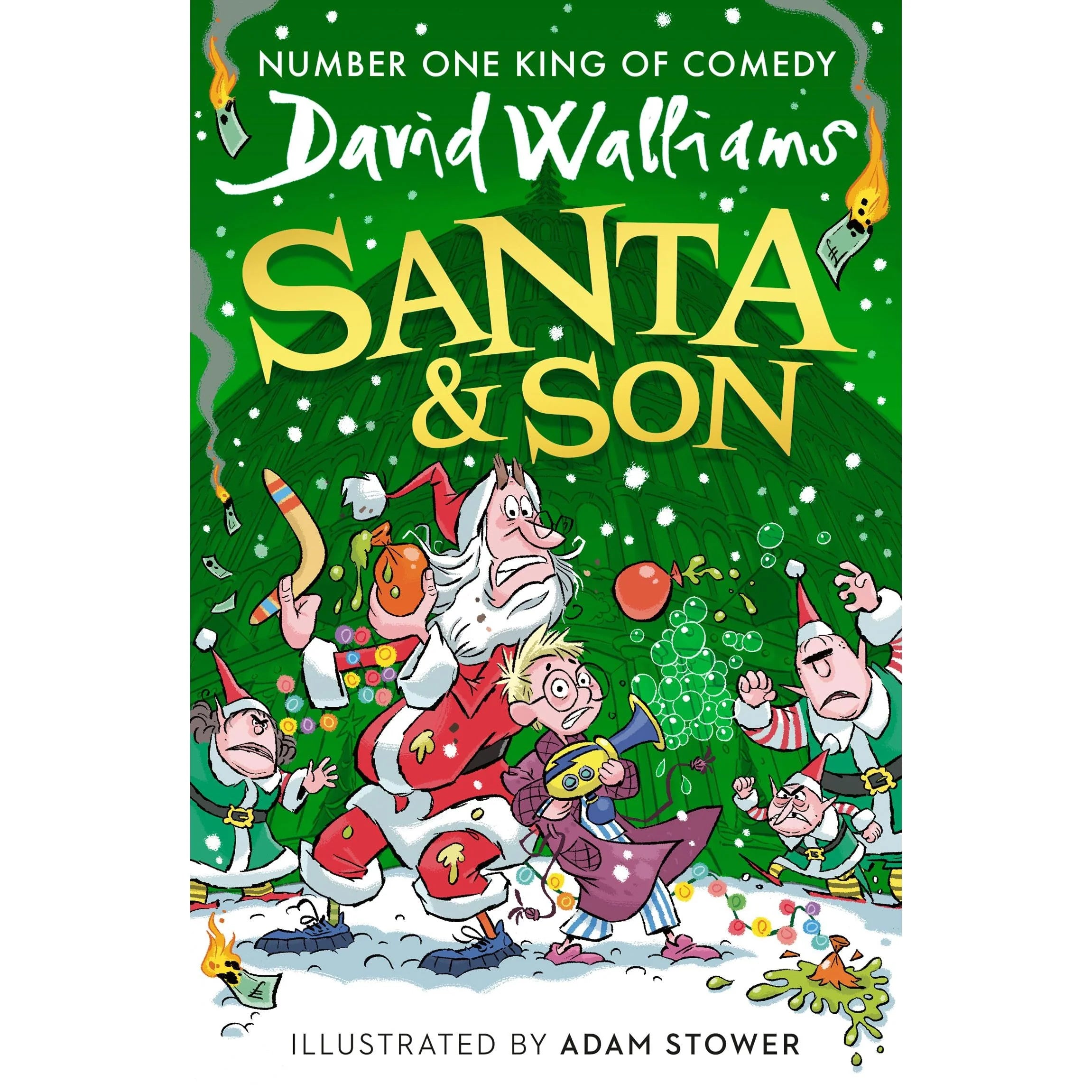 Santa and Son by David Walliams - illustrated Christmas adventure hardback book cover, ages 6-9