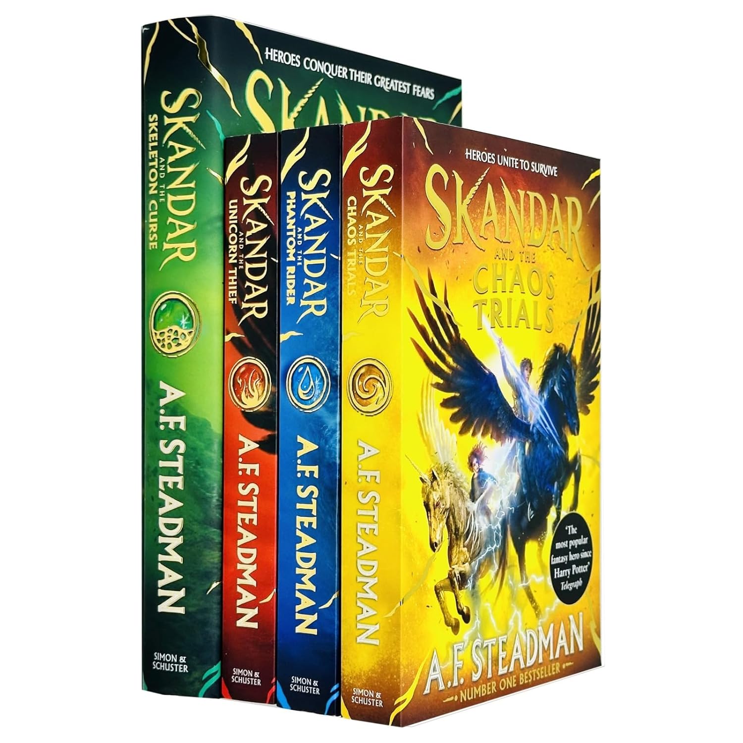 Skandar 4 Books Collection Set by A.F. Steadman - Unicorn Thief, Phantom Rider, Chaos Trials, Skeleton Curse - Mixed Format Ages 9-12