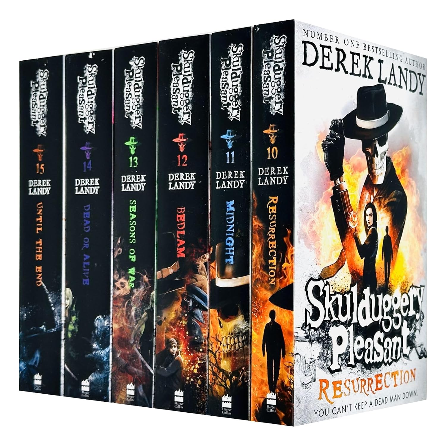 Skulduggery Pleasant Books 10-15 Collection Set by Derek Landy - 6 paperback books including Resurrection, Midnight and Bedlam - Ages 11+