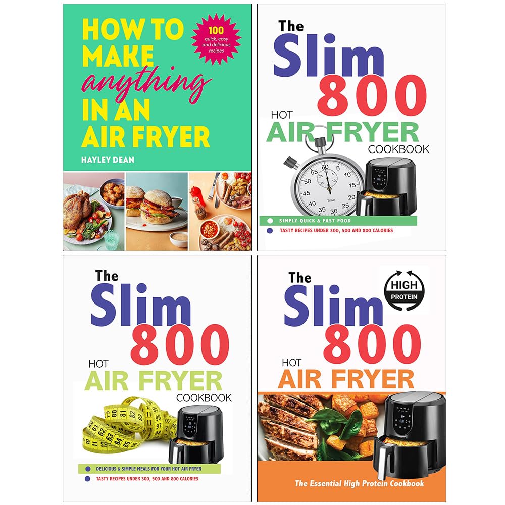 Slim 800 Hot Air Fryer and How to Make Anything in an Air Fryer 4 book cookery collection set, mixed hardback and paperback cover