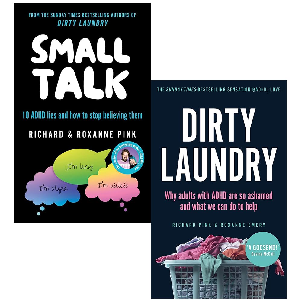 Small Talk and Dirty Laundry by Richard Pink and Roxanne Pink - 2 Books ADHD Collection Set - Paperback front covers